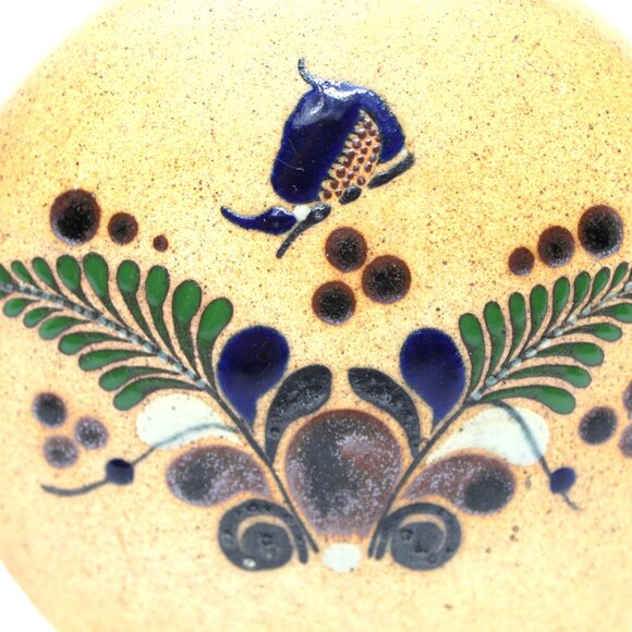 Vintage Mexican Tonala Netzi Pottery Bud Vase Mid Century Bird Floral Design - Picture 9 of 9